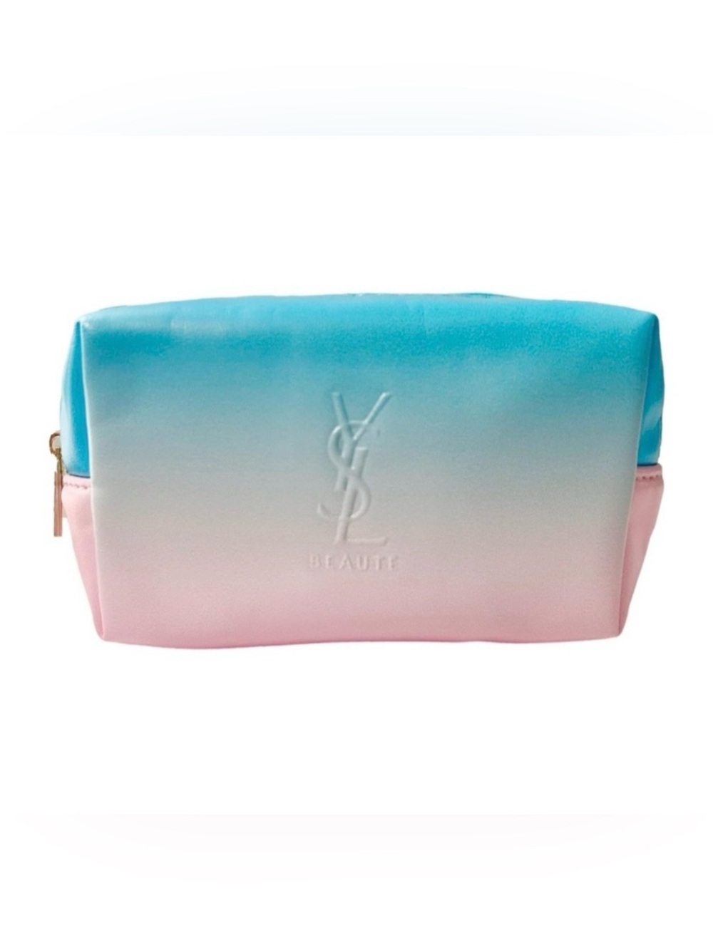YSL Gradient Cosmetic Pouch in Aqua and Pastel Pink